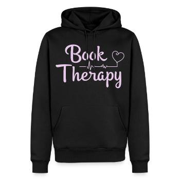 Thérapie par les livres Lecture de livres Dire - Sweat à capuche Premium bio Homme - noir - Devant - Nico (187cm)