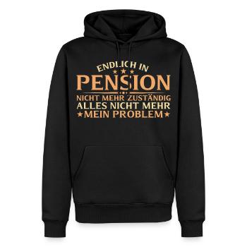 Pension Plus responsable - Retraité - Sweat à capuche Premium bio Homme - noir - Devant - Nico (187cm)