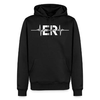 ER Heartbeat Logo - Sweat à capuche Premium bio Homme - noir - Devant - Nico (187cm)