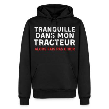 Humour Tracteur Homme Femme Agriculteur - Sweat à capuche Premium bio Homme - noir - Devant - Nico (187cm)