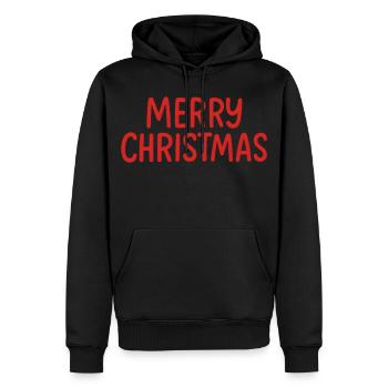 Merry Christmas Rot Schriftzug - Männer Premium Bio Hoodie - Schwarz - Vorne - Nico (187cm)