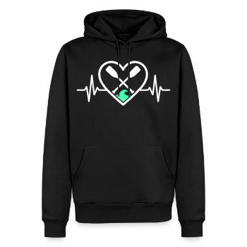 Canoe Kayak Heart Paddles Wave Sport Nature - Men’s Premium Organic Hoodie - black - Front - Nico (187cm)