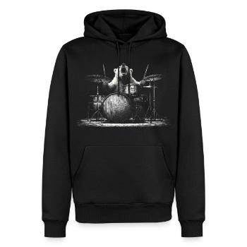 Wild Bear Playing Drums Rock Music Gift - Men’s Premium Organic Hoodie - black - Front - Nico (187cm)