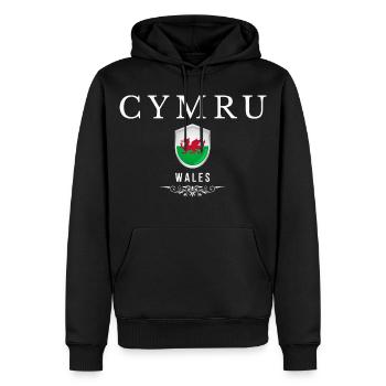Fierté galloise, j’aime le Pays de Galles - Sweat à capuche Premium bio Homme - noir - Devant - Nico (187cm)