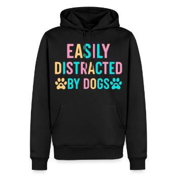 Leicht ablenkbar durch Hunde - Männer Premium Bio Hoodie - Schwarz - Vorne - Nico (187cm)