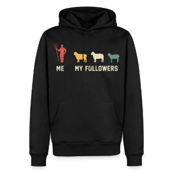 Moutons moi et mes partisans, cadeau pour l’amoureux des moutons - Sweat à capuche Premium bio Homme - noir - Devant - Nico (187cm)
