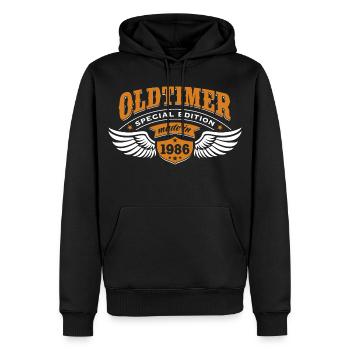 Oldtimer Modell 1986 | Geburtstag Geschenk Cap - Männer Premium Bio Hoodie - Schwarz - Vorne - Nico (187cm)