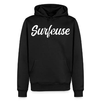 Surfeuse - Sweat à capuche Premium bio Homme - noir - Devant - Nico (187cm)