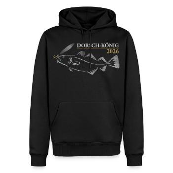 Dorschkönig 2026 - Männer Premium Bio Hoodie - Schwarz - Vorne - Nico (187cm)