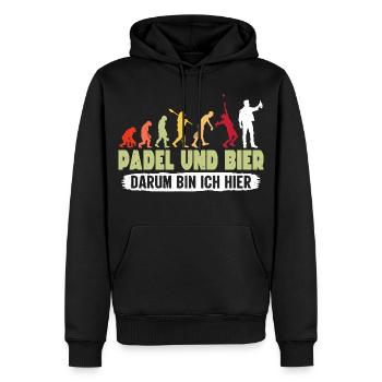 Padelspiel PADEL UND BIER DARUM BIN ICH HIER - Männer Premium Bio Hoodie - Schwarz - Vorne - Nico (187cm)