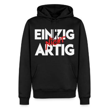 Einzig Nicht Artig Wortspiel - Männer Premium Bio Hoodie - Schwarz - Vorne - Nico (187cm)