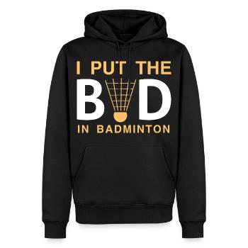 Badminton - Männer Premium Bio Hoodie - Schwarz - Vorne - Nico (187cm)