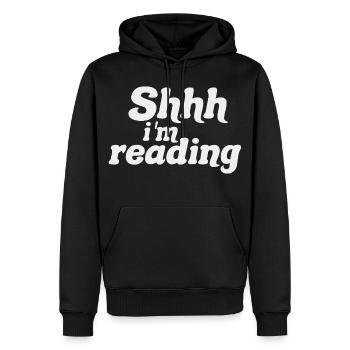 Chut ! Je Lis - Silence, Je Lis - Livre Lecture  - Sweat à capuche Premium bio Homme - noir - Devant - Nico (187cm)