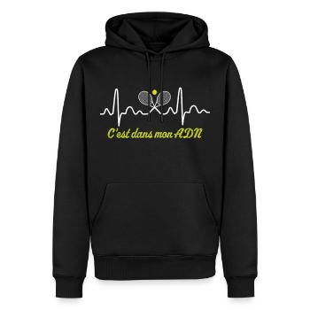 Tennis c'est dans mon adn - Sweat à capuche Premium bio Homme - noir - Devant - Nico (187cm)