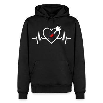 Herzpfeile – Leidenschaft und Präzision - Männer Premium Bio Hoodie - Schwarz - Vorne - Nico (187cm)