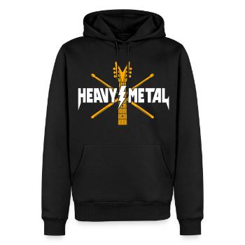 Heavy-Metal-Gitarrenlogo - Männer Premium Bio Hoodie - Schwarz - Vorne - Nico (187cm)
