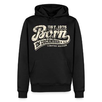 Born in December 1975 - Geburtstag - Geschenk - Männer Premium Bio Hoodie - Schwarz - Vorne - Nico (187cm)
