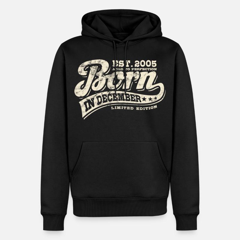 Né en décembre 2005 - Anniversaire - Cadeau - Sweat à capuche Premium bio Homme - noir