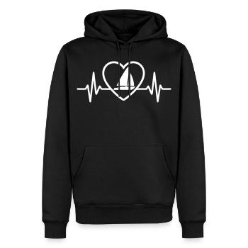Cœur Catamaran – Passion Voile - Sweat à capuche Premium bio Homme - noir - Devant - Nico (187cm)
