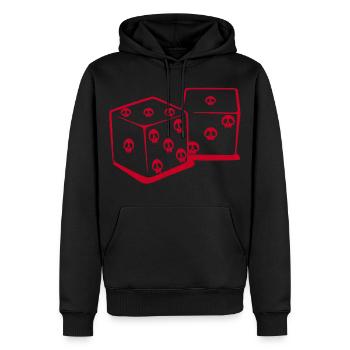 Playing with dice (red) - Men’s Premium Organic Hoodie - black - Front - Nico (187cm)