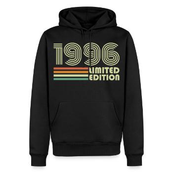 Cadeau d’anniversaire rétro vintage 1996 1996 - Sweat à capuche Premium bio Homme - noir - Devant - Nico (187cm)