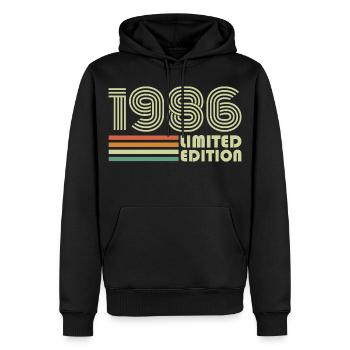 Cadeau d’anniversaire vintage rétro 1986 1986 - Sweat à capuche Premium bio Homme - noir - Devant - Nico (187cm)