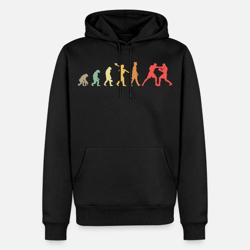 Boxing Evolution Boxen Entwicklung Retro - Männer Premium Bio Hoodie - Schwarz