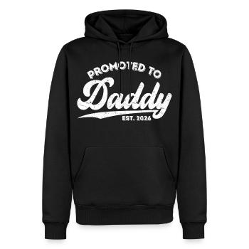 Promu Papa 2026 Annonce du bébé Nouveau Papa - Sweat à capuche Premium bio Homme - noir - Devant - Nico (187cm)