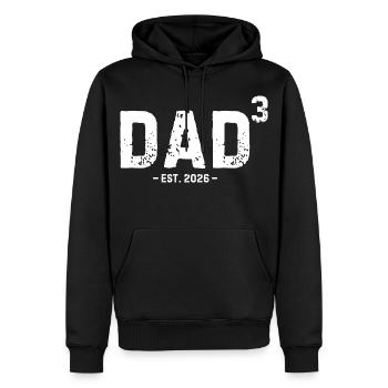 Dad Cubed Est 2026 Third Time Dad of Three Kids - Men’s Premium Organic Hoodie - black - Front - Nico (187cm)