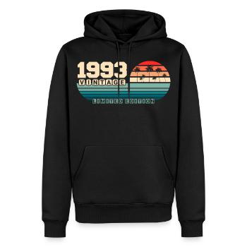 32-årsdag 1993 Vintage 1993 Retro Solnedgång - Ekologisk premiumluvtröja herr - svart - Fram - Nico (187cm)