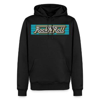 Rock 'N' Roll Retro Typography Logo - Men’s Premium Organic Hoodie - black - Front - Nico (187cm)