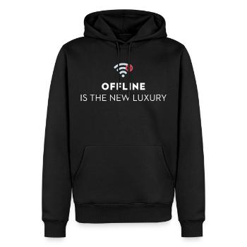 Offline Is The New Luxury digital detox Spruch - Männer Premium Bio Hoodie - Schwarz - Vorne - Nico (187cm)