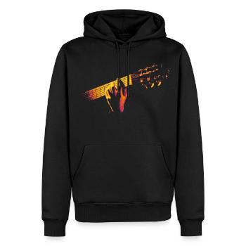 Melodische Hände - Gitarren-Feuer-Vibe - Männer Premium Bio Hoodie - Schwarz - Vorne - Nico (187cm)