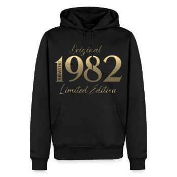 43e anniversaire Original Décembre Millésime 1982 - Sweat à capuche Premium bio Homme - noir - Devant - Nico (187cm)
