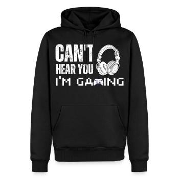CAN'T HEAR YOU I'M GAMING HEADSET FUNNY GAMER GIFT - Men’s Premium Organic Hoodie - black - Front - Nico (187cm)