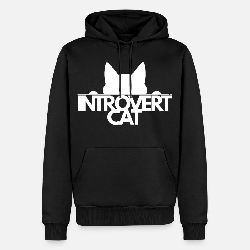 Introvertierter Cat Silhouette - Männer Premium Bio Hoodie - Schwarz