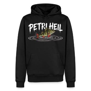 PETRI HEIL – Salut pêcheur avec perche - Sweat à capuche Premium bio Homme - noir - Devant - Nico (187cm)