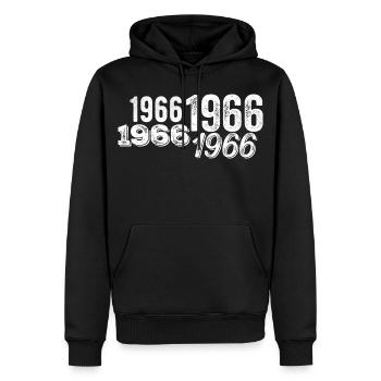 1966 - Sweat à capuche Premium bio Homme - noir - Devant - Nico (187cm)