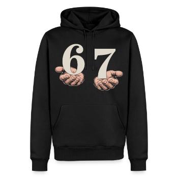 6-7 Gen Alpha Meme | Slang-Humor-Trend - Männer Premium Bio Hoodie - Schwarz - Vorne - Nico (187cm)