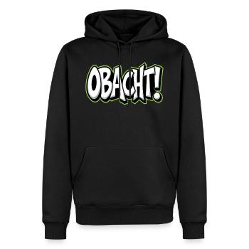 Obacht Bayerischer Spruch Dialekt Warnung - Männer Premium Bio Hoodie - Schwarz - Vorne - Nico (187cm)