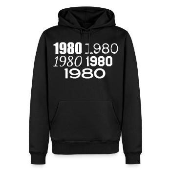 1980 - Männer Premium Bio Hoodie - Schwarz - Vorne - Nico (187cm)