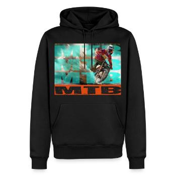 MTB Bike - Männer Premium Bio Hoodie - Schwarz - Vorne - Nico (187cm)