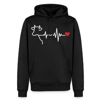 Kuh Herzschlag Linien-Design - Männer Premium Bio Hoodie - Schwarz - Vorne - Nico (187cm)