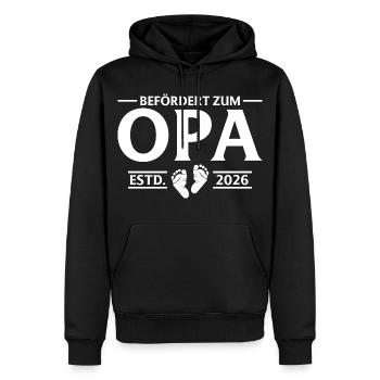 Babyparty - Befördert zum Opa 2026 - Männer Premium Bio Hoodie - Schwarz - Vorne - Nico (187cm)