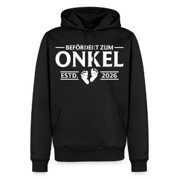 Babyparty - Befördert zum Onkel 2026 - Männer Premium Bio Hoodie - Schwarz - Vorne - Nico (187cm)