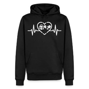 Heart Padel Bier - Männer Premium Bio Hoodie - Schwarz - Vorne - Nico (187cm)