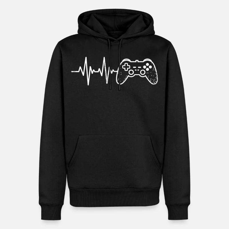 Esquisse de manette Pulse Gaming - Sweat à capuche Premium bio Homme - noir