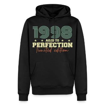 1998 - Sweat à capuche Premium bio Homme - noir - Devant - Nico (187cm)