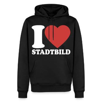 I Love Stadtbild - für Vielfalt und Toleranz - Männer Premium Bio Hoodie - Schwarz - Vorne - Nico (187cm)