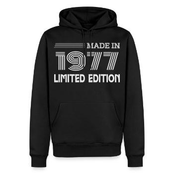Original 1977 Vintage 1977 Rétro Anniversaire 1977 - Sweat à capuche Premium bio Homme - noir - Devant - Nico (187cm)